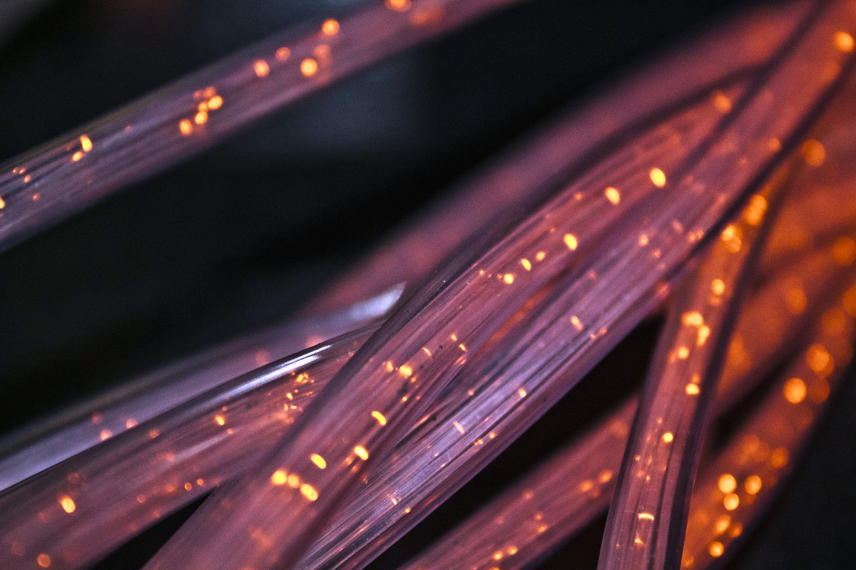 Illuminated optical fiber.