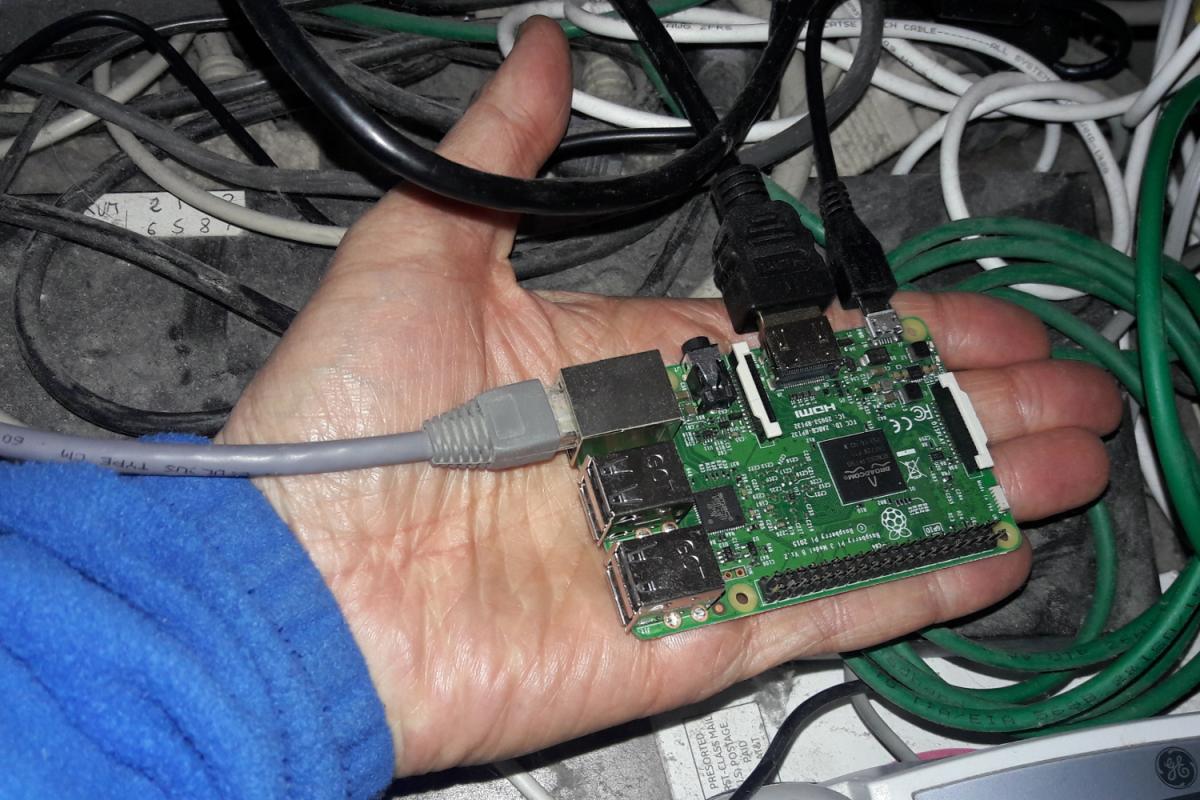 My Raspberry Pi fits in my hand and runs Linux.