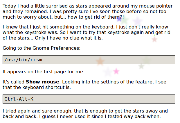 Stars appeared around my mouse cursor!
