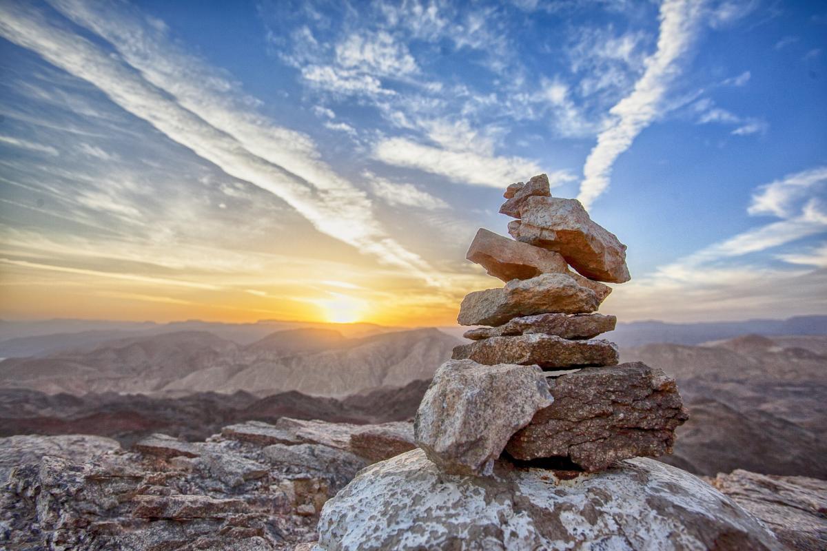 Virtual Mount of Rocks with a Beautiful Sunset in the Background
